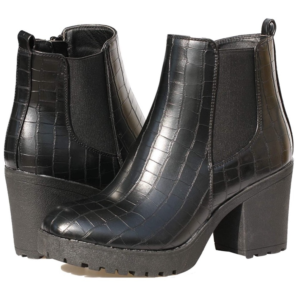 women's black chunky ankle booties